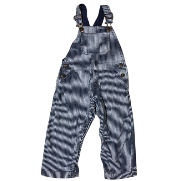 Mini Boden Striped Train Conductor Overalls Kids Size 18-24 Months Cotton Blue - Picture 1 of 6